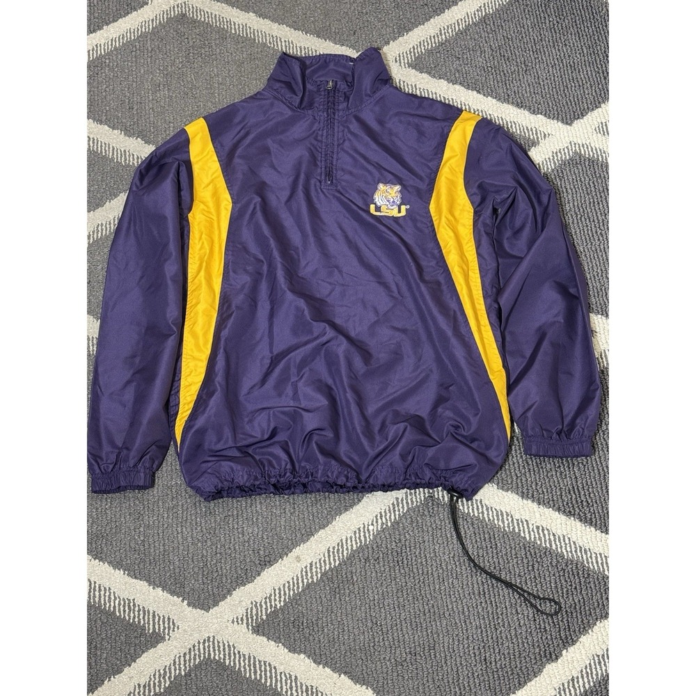 LSU Tigers 1/4 Zip Sweatshirt Mens S Purple Windbreaker Pullover Champion NCAA